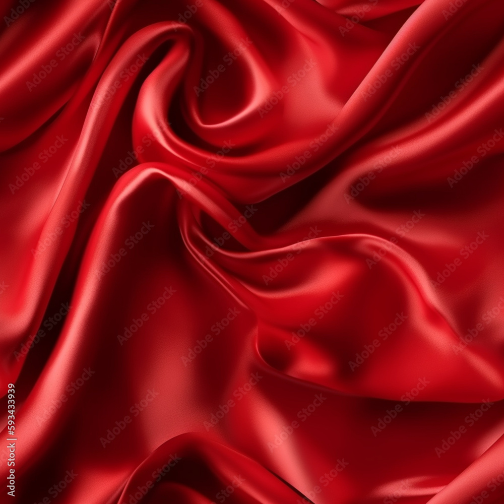 Obraz premium Luxury passion red silk fabric texture, elegant seamless pattern, realistic light and shadow background, photorealistic wallpaper, generative ai