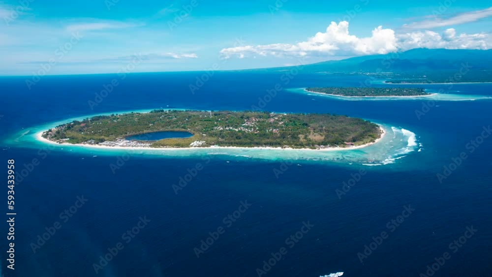 Aerial of Gili Trawangan beach in Lombok, Indonesia Aerial of Gili Trawangan beach in Lombok, Indonesia