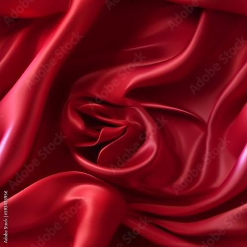 Luxury passion red silk fabric texture, elegant seamless pattern, realistic light and shadow background, photorealistic wallpaper, generative ai