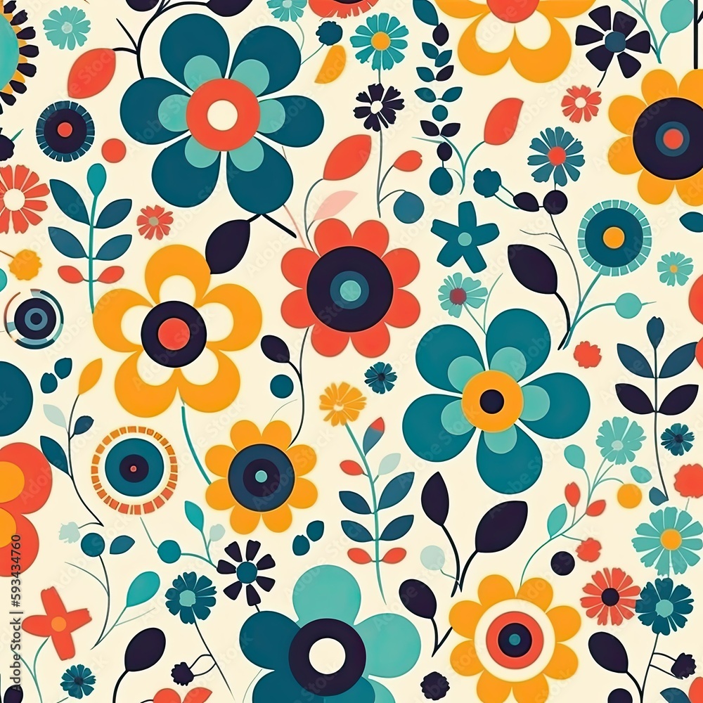 Fototapeta premium Vintage Floral Background: Seamless Illustration for Chic Decoration