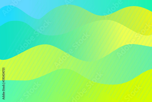 Wavy Abstract Background Curve Line Green Yellow Blue Bright Summer Spring Water Ocean Sea Layers Gradient Presentation Stripped Texture Wallpapers Vector Illustration Design Web Banner Page Paper © Suttiporn