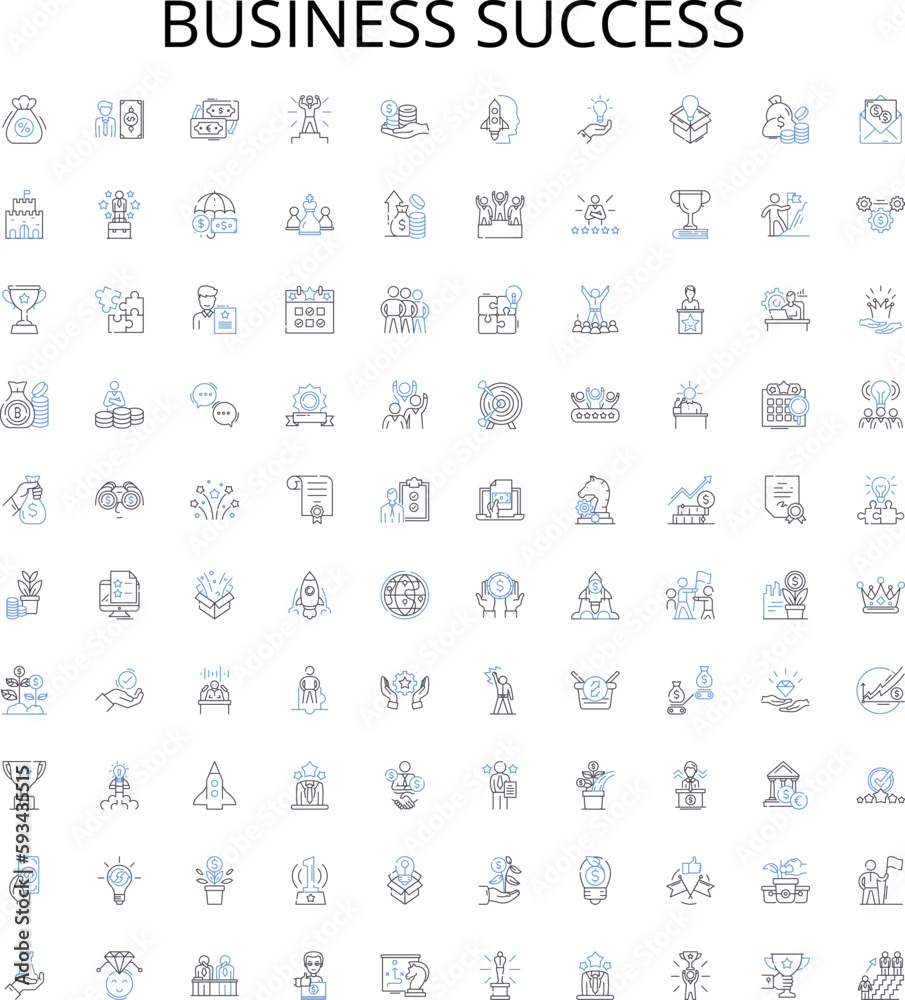 Business success outline icons collection. Success, Profit, Expand, Growth, Profit margin, Expand, Increase vector illustration set. Market, Customers, Lead linear signs Business success outline icons collection. Success, Profit, Expand, Growth, Profit margin, Expand, Increase vector illustration set. Market, Customers, Lead linear signs