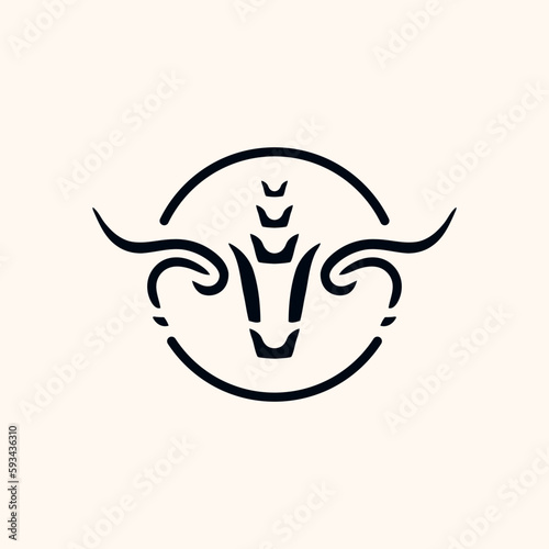 Modern minimalist bull head logo illustration design vector