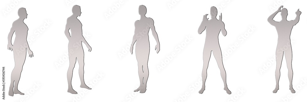 set of male silhouettes isolated on white background, 2d illustration set of male silhouettes isolated on white background, 2d illustration