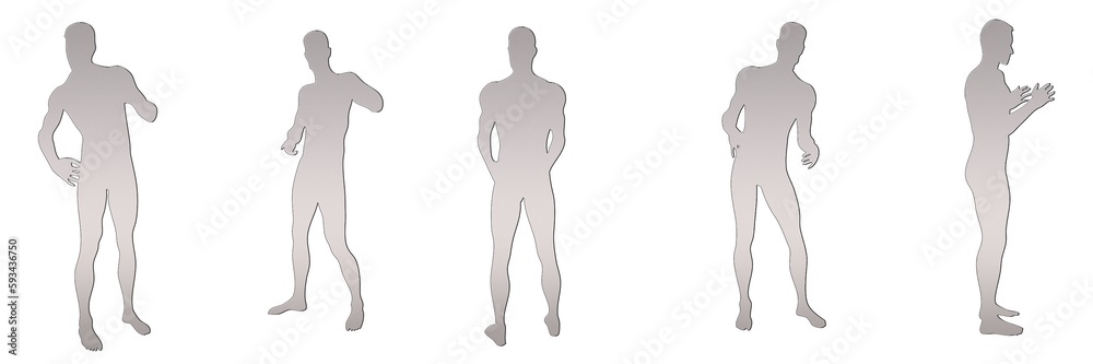 set of male silhouettes isolated on white background, 2d illustration set of male silhouettes isolated on white background, 2d illustration