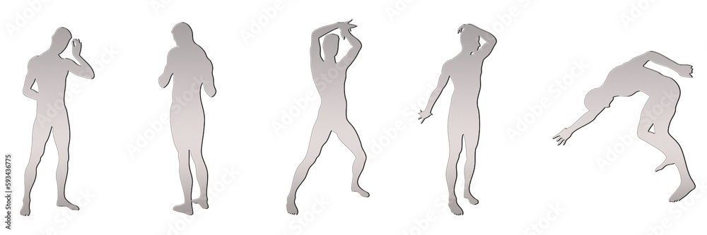 set of male silhouettes isolated on white background, 2d illustration set of male silhouettes isolated on white background, 2d illustration