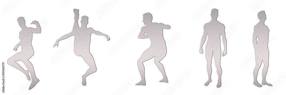 set of male silhouettes isolated on white background, 2d illustration set of male silhouettes isolated on white background, 2d illustration