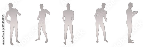set of male silhouettes isolated on white background, 2d illustration © vadim_fl