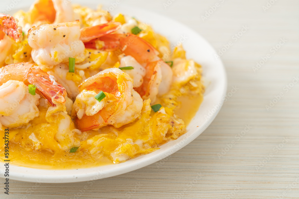 creamy omelet with shrimps or scrambled eggs and shrimps creamy omelet with shrimps or scrambled eggs and shrimps