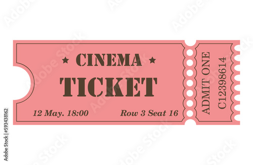 Classic retro ticket for cinema, circus, movie, theatre, cruise, concert and other events. Old vintage style in pastel colors.