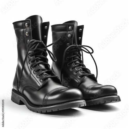 A pair of black steel-toed boots. generative AI