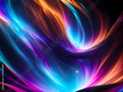 Galaxy fog Dark Wallpaper , style of windows 11, 4d abstract fluid artwork rendered in unreal engine 5, 4k, super highly detailed ribbons of color floating and contorting. Generative AI