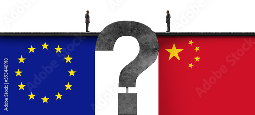 Canvas Print China European Union questions and geopolitical uncertainty for EU trade and Eur