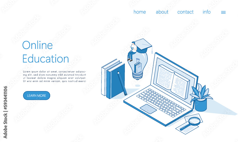 Landing page template online education, e learning and adult courses concept. Language distance school. Modern 3d for web site, banner design, video tutorial, template. Isometric vector. Landing page template online education, e learning and adult courses concept. Language distance school. Modern 3d for web site, banner design, video tutorial, template. Isometric vector.