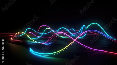 Wallpaper Mural Neon glowing light wave. glow effect for music video background, dj graphics, vj background Torontodigital.ca