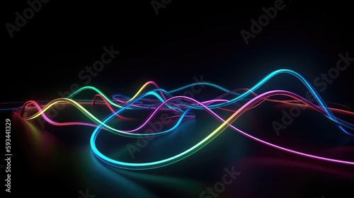 Wallpaper Mural Neon glowing light wave. glow effect for music video background, dj graphics, vj background Torontodigital.ca