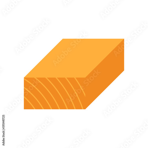 Rectangular wood, girder or lumber vector icon. Natural material by cutting, processing in sawmill industry for made frame, beam, column or structure in house construction, furniture or woodworking.