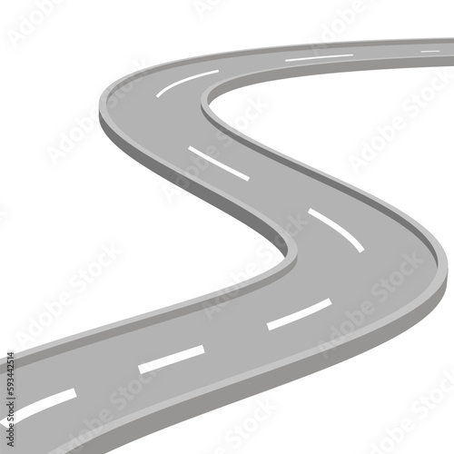 Curved road with white markings or winding highway