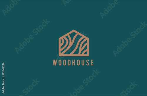 luxury wooden house icon logo
