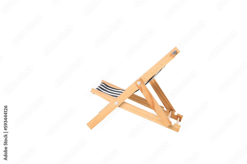Empty deck chair isolated on white background Empty deck chair isolated on white background