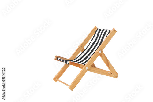 Fototapet Empty deck chair isolated on white background