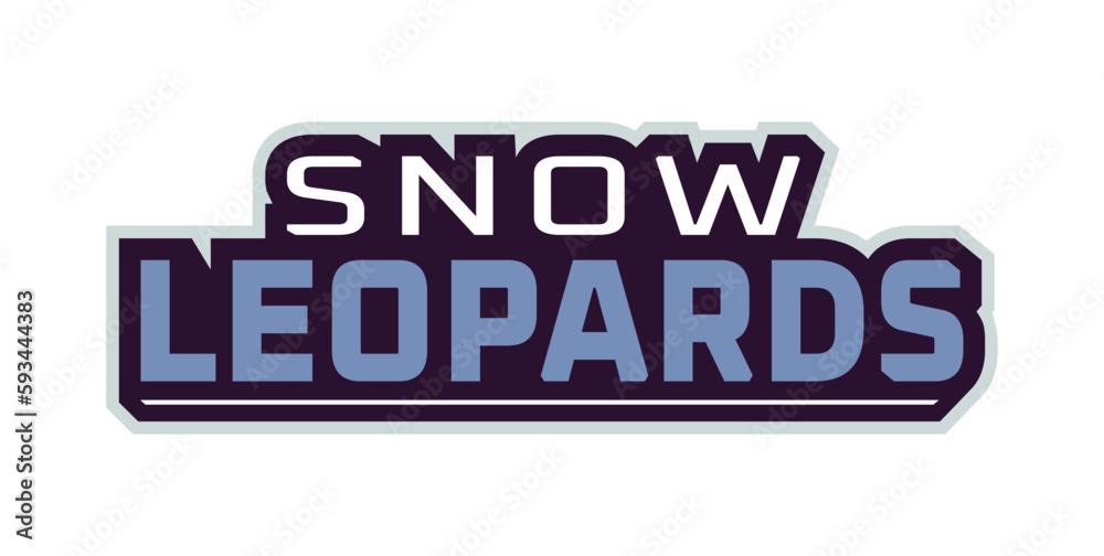 Bold sports font for snow leopard leopard logo. Text style lettering for esport, snow leopard mascot logo, sport team, college club. Vector illustration isolated on background