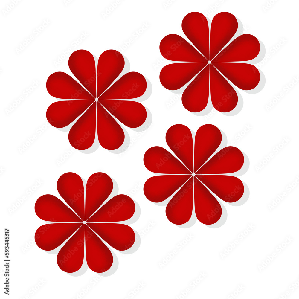 Obraz premium Four Red Flowers Illustration