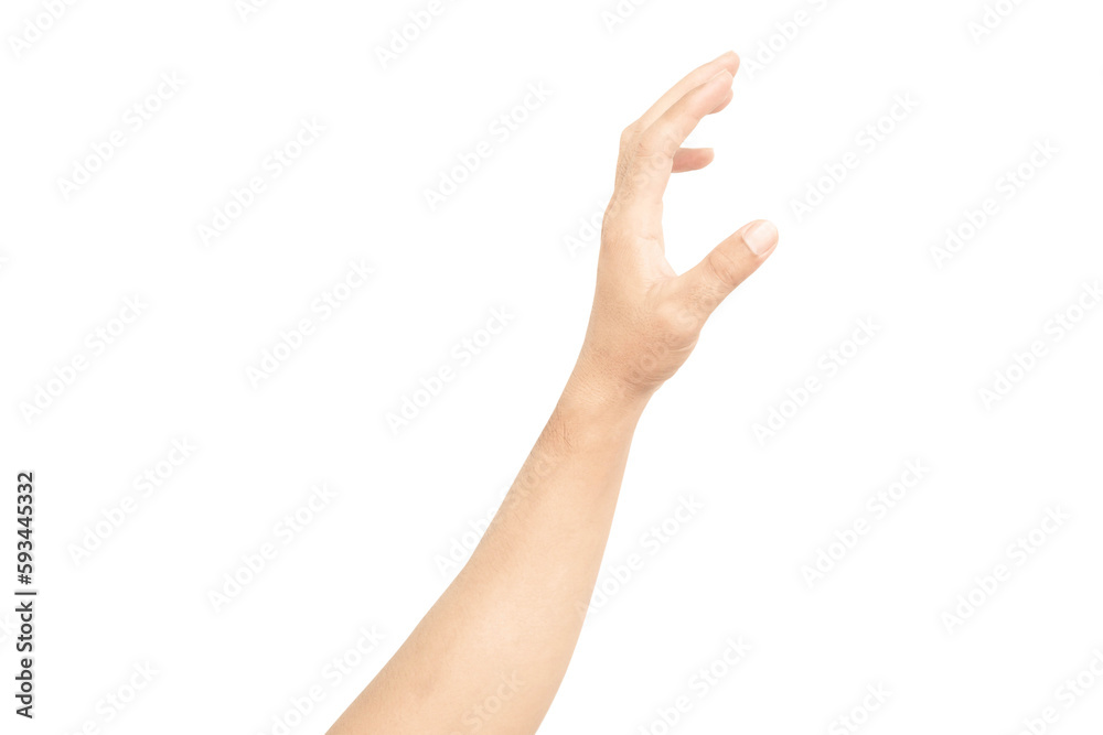 Man hands holding something on white background for product advertising concept Man hands holding something on white background for product advertising concept