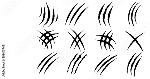 Animal claw scratches collection. Talons cuts animal cat, dog, tiger, lion set icons. Vector illustration