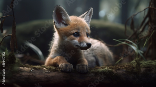 red fox vulpes bab in the woods © Robert