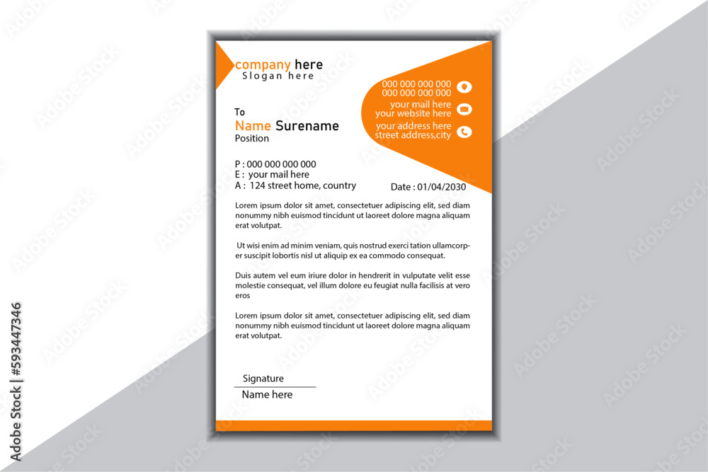 Clean and professional corporate company business letterhead template design.Business style letterhead design template. Company letterhead template designs.Vector illustration.