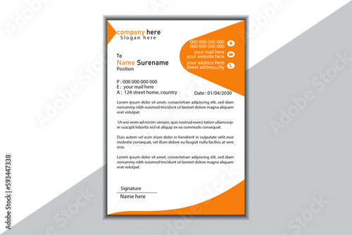 Clean and professional corporate company business letterhead template design.Business style letterhead design template. Company letterhead template designs.Vector illustration.
