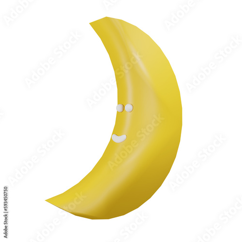 Gold 3d moon isolated on a white background. golden crescent.