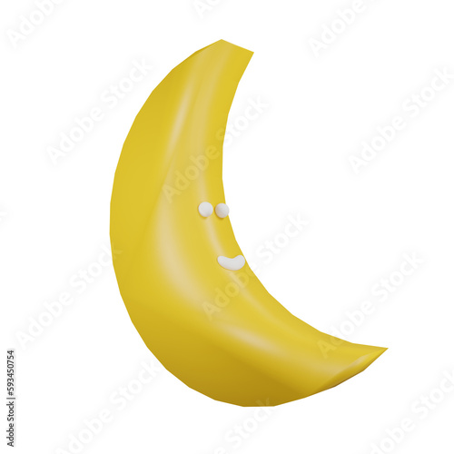 Gold 3d moon isolated on a white background. golden crescent.