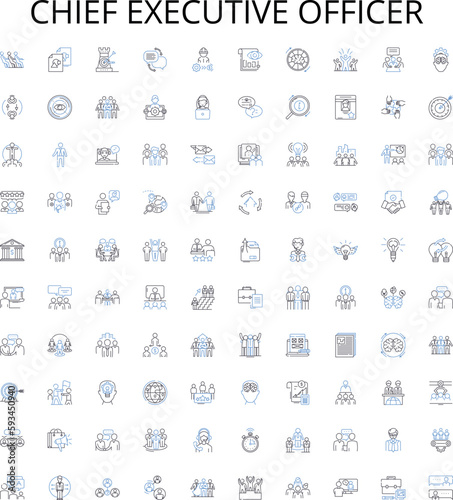 Chief Executive Officer outline icons collection. CEO, Chief, Executive, Officer, Manager, Leader, Director vector illustration set. Chair, Head, Governor linear signs