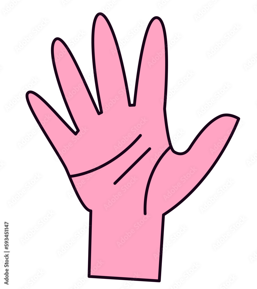 Palm with five open fingers. Body part in lineal flat style. Palm with five open fingers. Body part in lineal flat style.