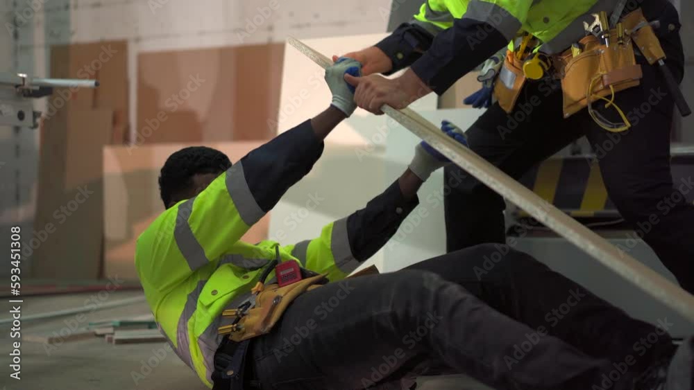 Factory worker having an accident during working. Factory worker having an accident during working.
