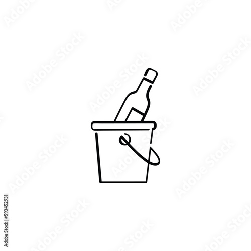 Wine Bucket Line Style Icon Design