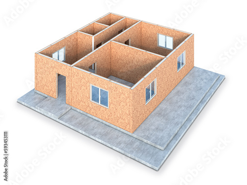 Fototapeta Naklejka Na Ścianę i Meble -  House made of SIP panels. 3d illustration