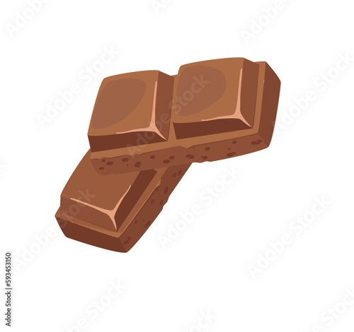 Concept Cocoa milk chocolate. The illustration is a flat vector design of a piece of milk chocolate on a white background. Vector illustration.