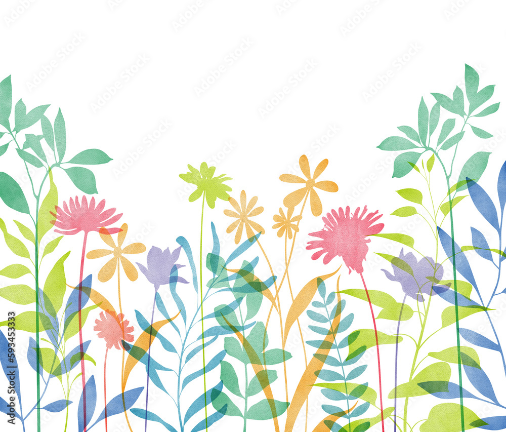 Fototapeta premium Colorful flat watercolor floral background