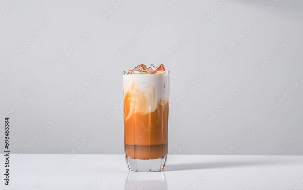 Cooling summer drink Thai Iced Tea topped with a splash of evaporated