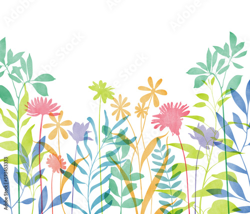 Colorful flat watercolor floral background
