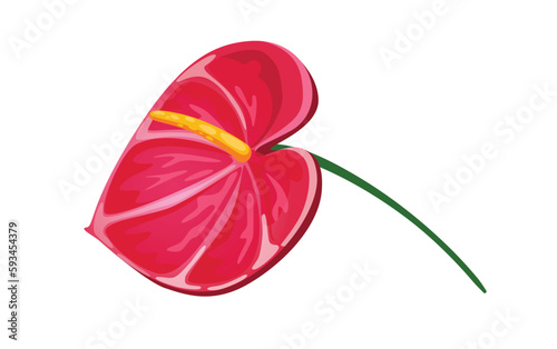 Concept Jungle botany plant branch flower. A beautiful pink flower from the botany plant is the focus of this vector illustration. Vector illustration.