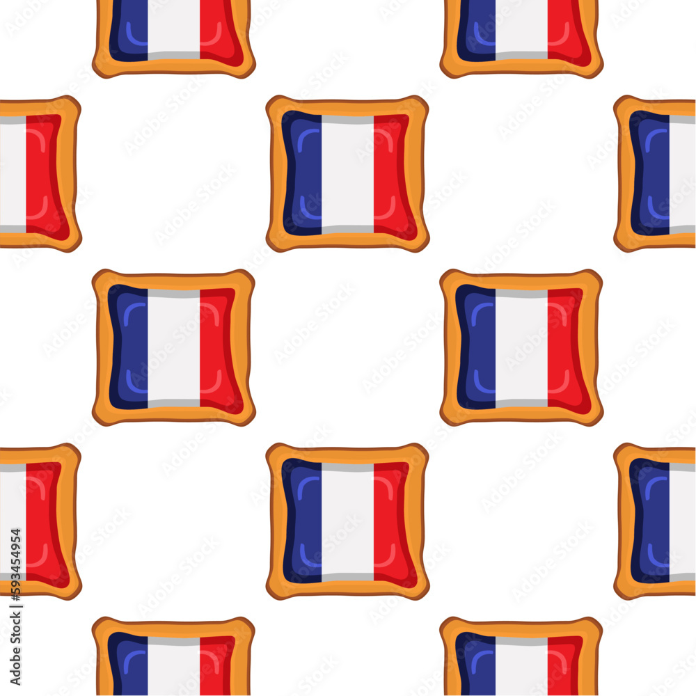 Pattern cookie with flag country France in tasty biscuit