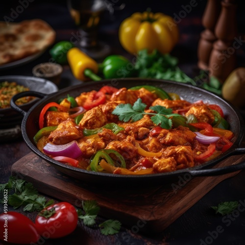  Sensory Delights - Colorful Pakistani Jalfrezi Dish with Fresh Vegetables Generative Ai