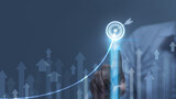 Businessman analyzing company financial balance sheet working with digital virtual graphics Businessman calculating financial data for long term investment growth goals