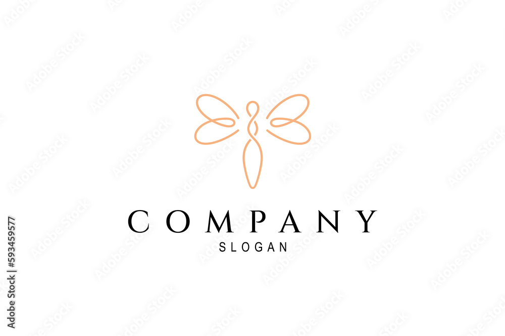dragonfly logo with elegant color in linear design style