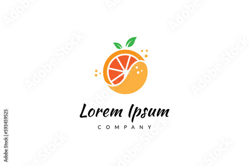 fresh citrus fruit logo in orange and yellow color in flat design style
