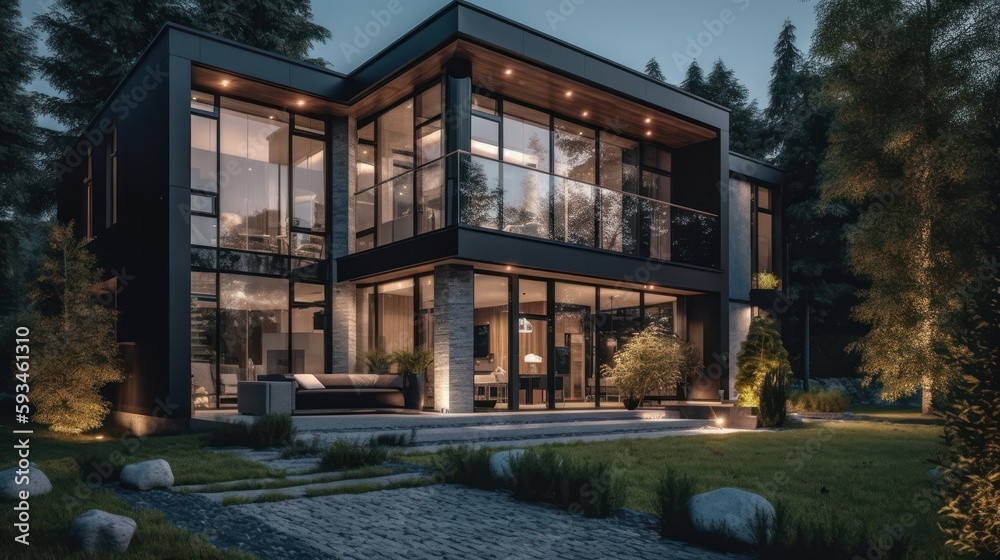 Stunning Modern House Exterior Generative Ai 